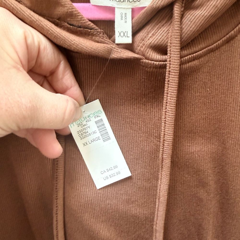 Maurices Chocolate Brown Hoodie- cozy and lightweight- new XXL- women - Picture 2 of 3